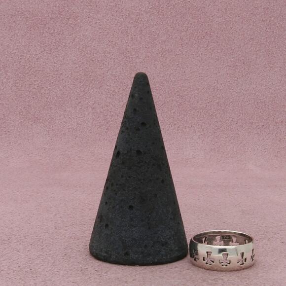 sterling silver vintage die-cut crosses band ring size 4.25 - Picture 3 of 3